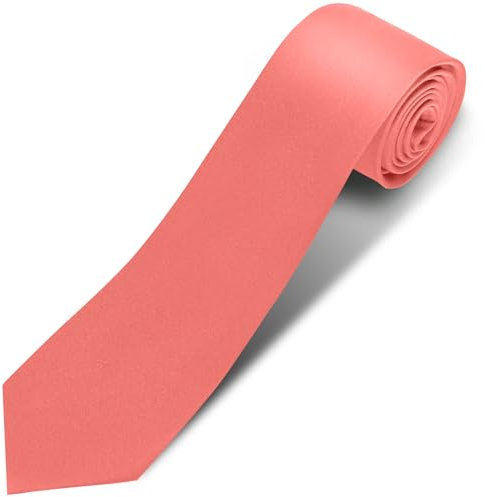 Puistr Herren-Krawatte, einfarbig, einfarbig, 8 cm, formelle schwarze Krawatte für Herren, Koralle, Medium