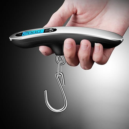 Escala del Equipaje Digital con Gancho Acero Inoxidable Bascula Maletas con Pantalla LCD Hasta 110 lb/50 kg Portátil Pesador de Maletas de Viaje para Equipaje, Supermercado, Pesca