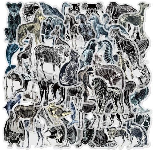 50-Piece Animal X-Ray Skeleton Sticker - Transparent Wildlife Animal Anatomy Stickers for Scrapbooking,Journaling,Educational Decor,Laptops,Water Bottles,Science Enthusiasts