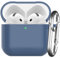 Nemteur Custodia per AirPods 4 2024, Case Protettiva in Silicone per AirPods 4th 2024 Cover in Silicone Visibile a LED Frontale con Moschettone, Navy Blu