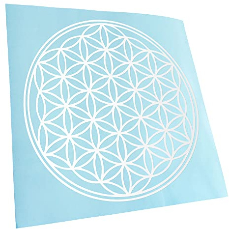 Kiwistar - Autoaufkleber - Weiß - 10x10cm Blume des Lebens Baum Aufkleber für Auto, Laptop, Fahrrad, LKW, Motorrad mehrfarbig JDM Decal Racing