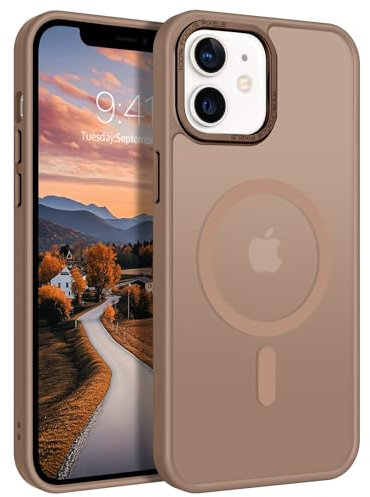 GaoBao Magnetic for iPhone 12/12 Pro Case,[Compatible with MagSafe] Slim Fit Phone Case Women Girls Men Shockproof Smooth Translucent Matte Protective Bumper Cover for iPhone 12/12 Pro Case,Brown