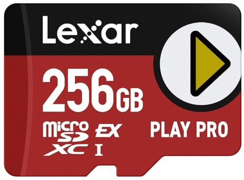 Lexar Carte microSDXC Express Play Pro 256 Go, UHS-I, C10, U3, V30, A2, Full HD, vidéo 4K, jusqu'à 900 Mo/s de Lecture, pour Nintendo Switch 2, ASUS ROG Ally, Steam Deck, appareils de Jeu