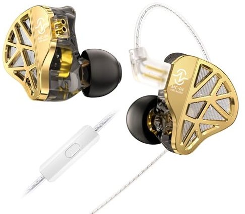 keephifi CCZ MC04 In-Ear-Monitor, In Ear Kopfhörer mit Kabel 3,5-mm-Stecker Verhedderungsfreies Versilbertes OFC, Gaming Earbuds mit 10-mm-Hybridantrieb 1DD+1BA, Zero-Latency IEMs für DJs und Musiker