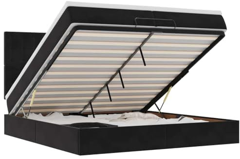 vidaXL Ottoman-Bett mit Matratzen & LEDs Schwarz 200x200 cm Samt