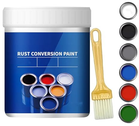 Weatherproof Rust Converter Paint for Metal,2-in-1 Rust Remover for Metal & Primer,Water-Based Metallic Agent for Automotive Steel Tile Renovation(Black,300g)