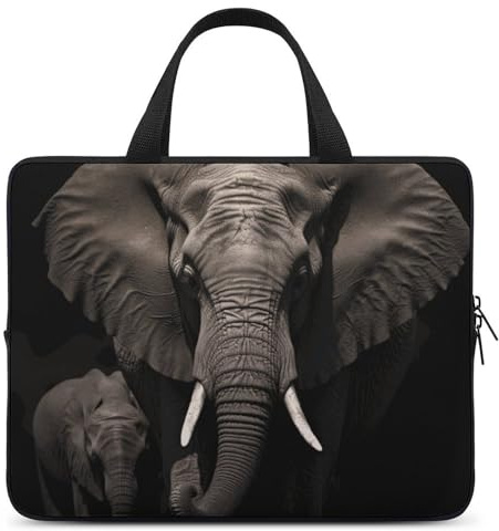 Elephant Laptoptasche, ultradünn, leicht und wasserdicht, 33 cm (13 Zoll), strapazierfähiges Neopren-Material, tragbare Schutztasche mit Handschlaufe, Schwarz