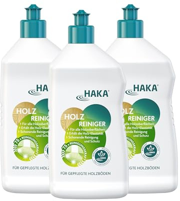 HAKA Holzreiniger, 3x 750ml, Parkettreiniger, empfindliche Holz-& Korkböden