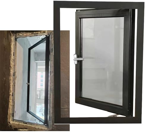 ZIUSFAC Finestra Seminterrato Nero Finestra di Uscita 50×80cm 40×60cm Finestre per Capannoni Apertura Destra Finestra per Cantina((wxH) 40x60cm/15.7x23.6)
