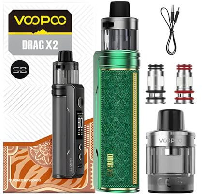 Voopoo Drag X2 Vape Kit [Moss Green] - Available in 16 colours - Type-C Fast Charge, 18650 Battery (sold separately), 80W, 0.96 TFT - Compatible with PnP X Pods & Coils - No Nicotine