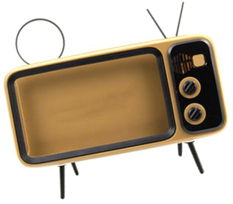 Healifty Multifunctional Phone Stand Retro TV Design Phone Bracket Magnetic Speaker for Home and Office