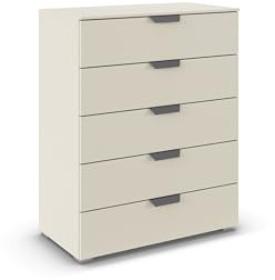 Rauch Möbel ADITIO, Kommode, Farbe Beige, Breite 80 cm | Highboard im modernen Look, 5 Schubladen, Soft-Close-Funktion, für Schlafzimmer, Gästezimmer, Wohnzimmer, Garderobe, Flur