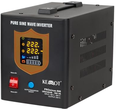 Notstromversorgung KEMOT PROsinus-500 URZ3404B Wechselrichter Reiner Sinus Ladefunktion 12V 230V 500VA/300W, schwarz