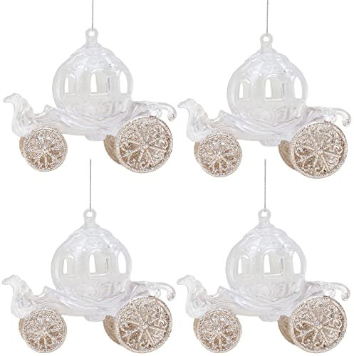 Christmas Concepts® 10cm Glitzer verzierte Prinzessin Kutschendekoration (Champagner, 4)