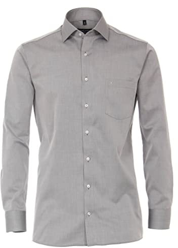 CASAMODA - Comfort Fit - Bügelfreies Herren Business Langarm Hemd (006880), Größe:47, Farbe:Silber (700)