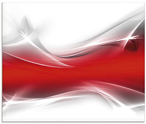 ARTLAND Spritzschutz Küchenrückwand Küche Herd Glas mit Motiv 60x50 cm Design Rückwand Bad Modern Abstrakt Kunst Kreativ Rot T9IM