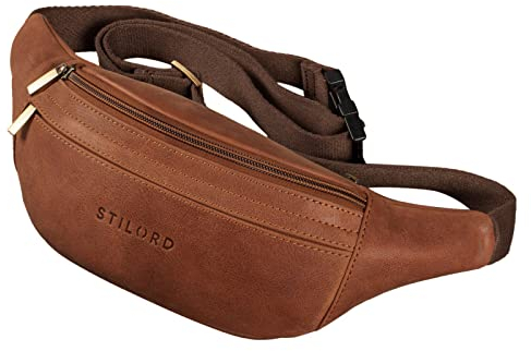 STILORD 'Marquez' Gürteltasche Leder ideal Cross-Body Umhängetasche Vintage Bauchtasche Hüfttasche für Herren Damen Belt Bag für Umschnalltasche Echtleder, Farbe:Andorra - braun
