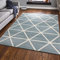 VIMODA Teppich Kurzflor Pastellfarben Weiss Rauten Design Robust in versch. Farben, für Wohnzimmer, Schlafzimmer, küche, Farbe:Blau, Maße:200x280 cm