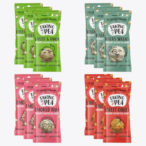 Taking The Pea Variety Pack (12x25g) | Delicious Crunchy Pea Snacks | High Protein, Vegan & Low Calorie | Packed With Vitamins & High in Fibre | Tasty Plant-Based Low Calorie Snacks
