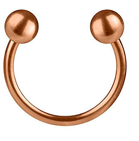 Piercingfaktor Hufeisen Ring Horseshoe Edelstahl Piercing Brust Nippel Lippe Nase Septum Tragus Ohr Helix Intim mit Kugeln Rosegold 1,2mm x 12mm x 4mm