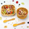 Vinsani Bamboo Bowl, Square Plate and Spoon Set for Baby/Toddler, Suction Plate, Stay-Put Design, Hypoallergenic and BPA-Free (Yellow)
