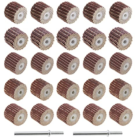 eMagTech Schmirgelpapier Lamellenschleifräder mit 2 langem Griff 13x12x3mm für Polieren 25 Stück 80/120/240/320/600 Körnung Je 5 Stück