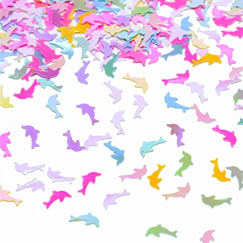 GotGala Delfin-Konfetti, mehrfarbig, Tischkonfetti, glitzernde Folie, metallische Pailletten, für Kindergeburtstag, Party, Babyparty, Dekoration, 45 g