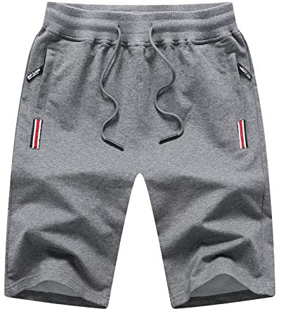 Tansozer Kurze Hosen Herren Shorts Sommer Sport Shorts Jogginghose Kurz Herren Baumwolle Gym Sweat Running Fitness Shorts Herren Jogging Kurze Hose Männer Grau 3XL