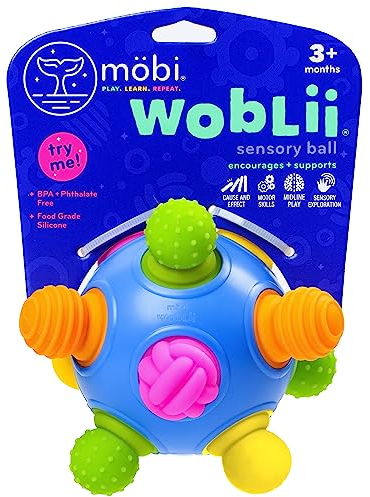 MÖBI Motorikspielzeug Baby - Woblii Sensorik Bälle Baby Greifspielzeug - Montessori Ball Spielzeug Ab 3 Monate & Aufwärts Aus Lebensmitteltauglichem Silikon - Baby Spielzeug 3 Monate Games