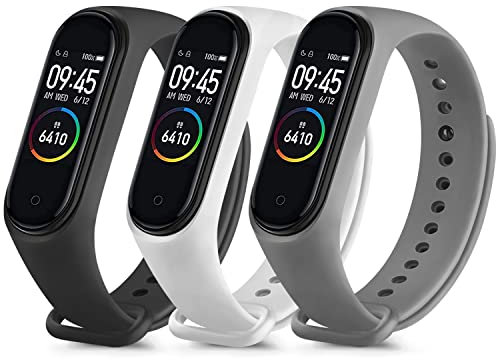 Yisica Correa para Xiaomi Mi Band 4 Xiaomi Mi Band 3,3Pack Coloridos Recambio Silicona Pulseras de Repuesto (Negro/Gris/Blanco)