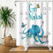 SDOTPMT 180x198cm Holen Sie Sich nackten Duschvorhang Netter Cartoon Octopus in der Badewanne Schmetterling Bad Vorhang Ozean Kreatur Weiß Badewanne Vorhang für Kinder Badezimmer Dekor mit Haken