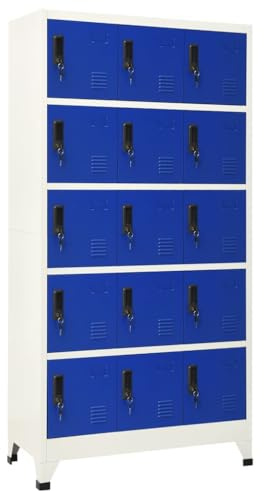 vidaXL Schließfachschrank Grau und Blau 90x40x180 cm Stahl