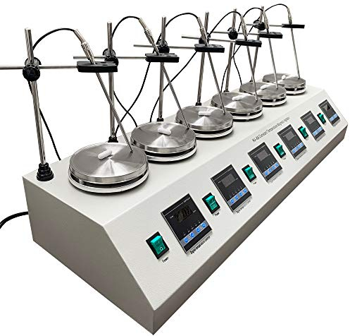 Agitador magnético con placa calefactora,Agitador de laboratorio magnético temperatura Digital de lab 1000ML, pantalla LED, mezclador magnético con barras agitadoras para investigación científica