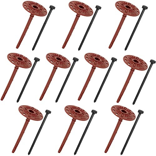 AERZETIX - C65193 - Lot de 10 Chevilles d'isolation 8x120 mm + 10 Clous à Frapper Ø5x120 mm - en Nylon - Brique matériaux Creux Plein maçonnerie Panneaux polystyrène Laine minérale travaux