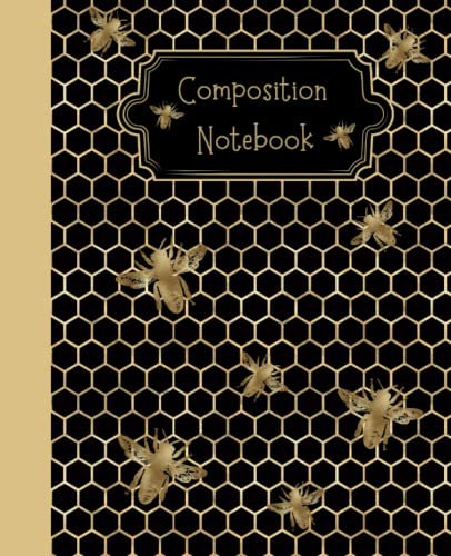 Composition Notebook - Journal - Diary - Bees black: College ruled notebook, 120 pages, 7.5 x 9.25 inches