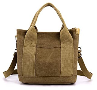 CORIOS Damen Umhängetasche Canvas Handtasche Schultertasche Kleine Kapazität Henkeltaschen Casual Tragetasche Multifunktionale Tote Beutel für Schule Shopper Arbeit Reise Kaffee