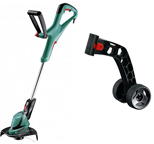 Bosch Rasentrimmer Art 27 (Doppelfadenspule, Pflanzenschutzbügel, Karton (450 Watt, Schnittkreisdurchmesser 27 cm)) & Radsatz für Art 23-18LI / Art 26-18 LI