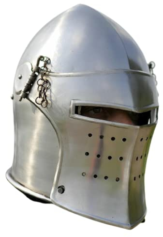 Mittelalter Visierte Barbute Helm Italienische Templer Bascinet Helm Ritter Krieger LARP Helm Stahl Spartan Kreuzritter Rollenspiel Kostüm