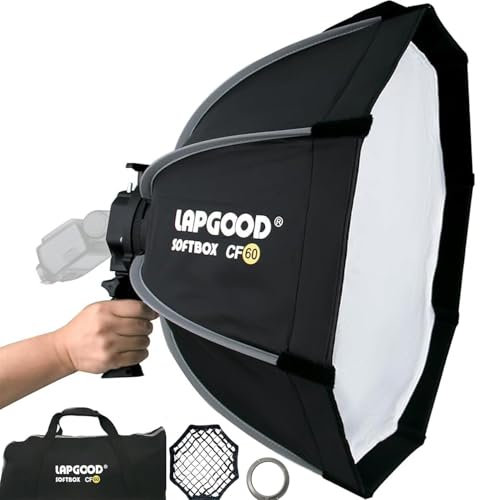 Bowens Mount Boîte à lumière portable de 60 cm - Support de type S - Compatible avec Godox Canon Sony Fuji YongNuo Flash AD200PRO V1 TT600 V860III 430EXIII SB500 YN320EX YN560