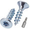 SKIR'CO (600 pièces) Vis à bois en acier zingué 4,0 x 16 mm, tête Torx, tête fraisée, vis pour panneaux d'aggloméré, entièrement filetées