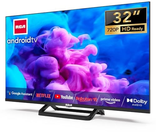 RCA Smart TV 32 Zoll (80cm) Fernseher Android TV HD Ready Triple Tuner APP Store YouTube Netflix DAZN Disney+ WiFi Bluetooth (2023)