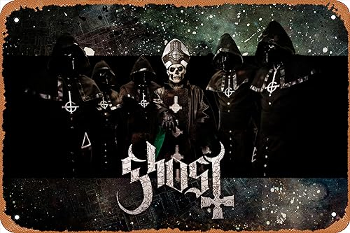 Ghost B.C. Poster Band Klassisches Poster Metallschild Blechschild Retro Wanddekoration für Zuhause, Straße, Tor, Bars, Club, Restaurants, Cafés, Geschäfte, Pubs, Schild, Geschenk, 20,3 x 30,5 cm