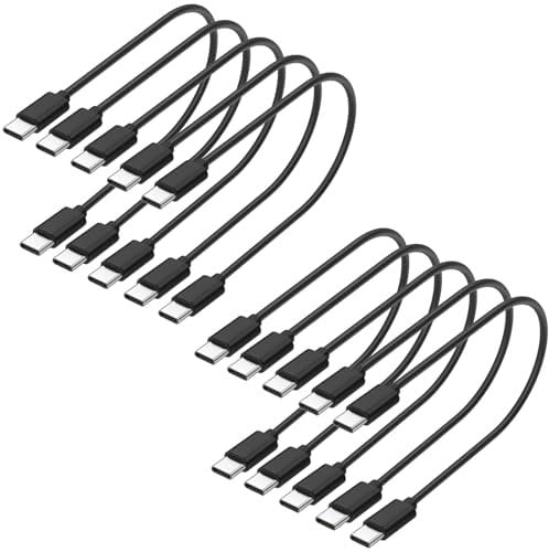 weishan 10-Pack USB C Charger Cable,1ft Bulk Short Cables, Multipack 60W Fast Charge USB-C to Type C Charging Cords, Black