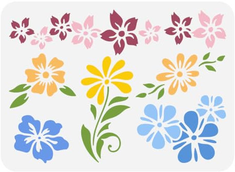 FINGERINSPIRE Blumenrand Malschablone 21x29.7 cm Florale Eck Malvorlage Wiederverwendbare Bordüren Eckschablone Pflanzen Thema Bastelschablone Zum Malen Auf Wand Holz DIY Heimdekoration