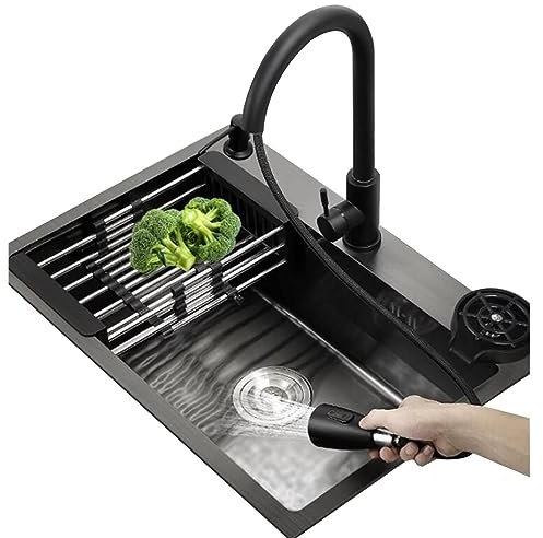 Cocina Fregaderos de Cocina duraderos de Varios tamaños Fregadero de Barra de Acero Inoxidable Fregadero de despensa del Hotel con Grifo y lavavasos Fregaderos para lavabos de Verduras para