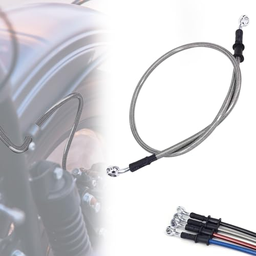 IUVWISN Stahlflex Bremsleitung Motorrad Hydraulic Brake Oil Hose 28 Grad M10 500-2000mm Universal für Pit Dirt Bike Motocross Street Bike ATV 800mm Silber