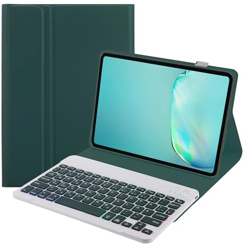 SUEEWE Tastatur Hülle für Xiaomi Redmi Pad 2 11 2025, TPU Rückseite Hülle mit 3 Bereich 7 Farbe Beleuchtete Abnehmbarer QWERTZ Tastatur, Blau