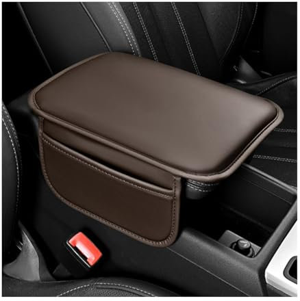 JNNJ Housse Pour Accoudoir De Voiture, Coussin D'accoudoirs De Voiture Universelles En Cuir, Coussin Protection Pour Le Rangement De La Console Centrale, Pour La Plupart Des Véhicules(Marron)