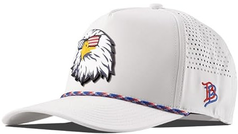 Branded Bills Party Eagle PVC Curved 5-Panel Seil Hut, passend für 7-7/8, verstellbarer Snapback, leicht, Komfort-Stretch, Weiß/Rwb, Einheitsgr��e