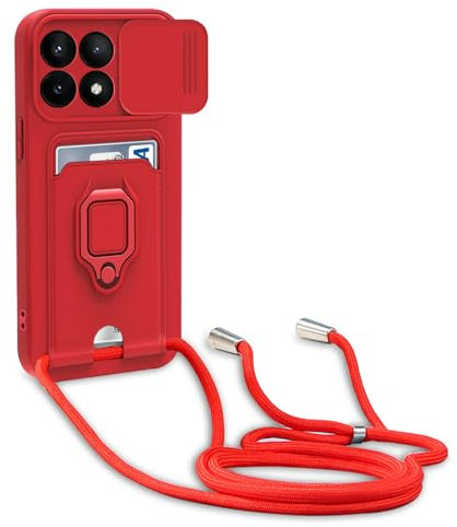 yanasuo Cordon de Coque Compatible avec ‎Xiaomi Poco X6 Pro 5G/Redmi K70E 5G, Collier pour Étui Colliers de cellulaire, Silicone Cover Protection de la Caméra Étui Lanyard Case-Rouge